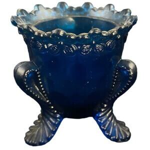 Boyd Art Glass Forget Me Knot Toothpick Holder Cobolt Blue